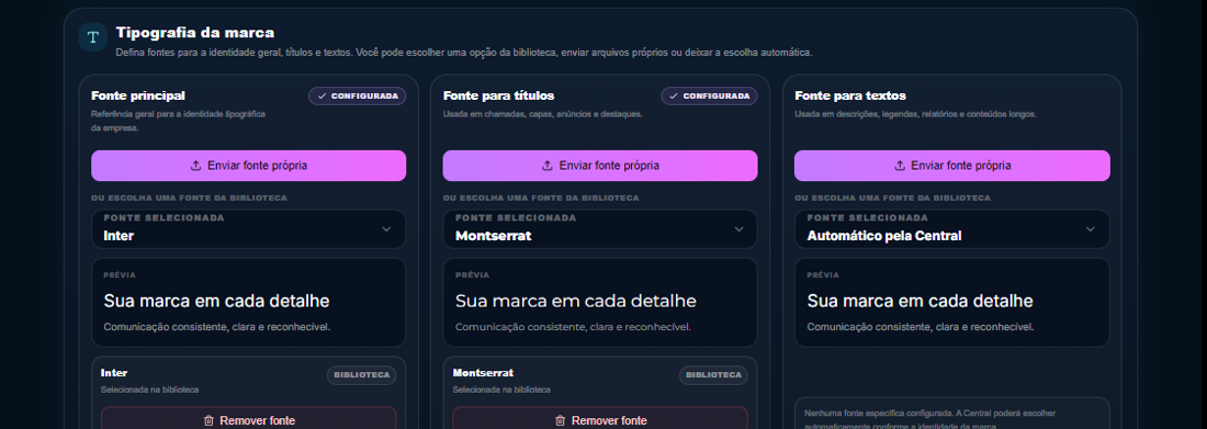 Configurações de Branding: tipografia da marca